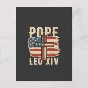 Pope Leo XIV Christian Church Da Pope USA Flag Announcement Postcard