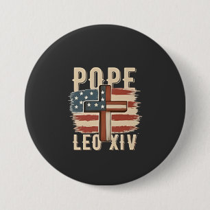 Pope Leo XIV Christian Church Da Pope USA Flag Button