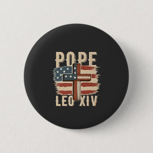 Pope Leo XIV Christian Church Da Pope USA Flag Button