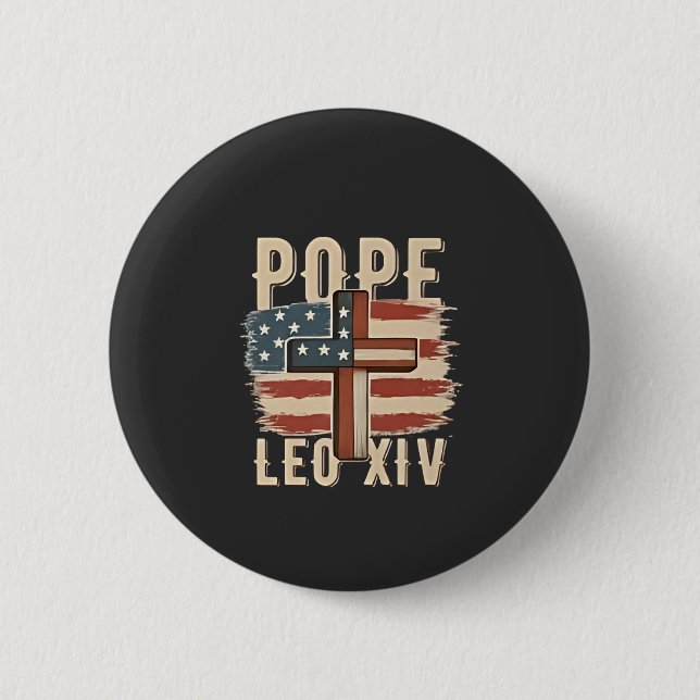 Pope Leo XIV Christian Church Da Pope USA Flag Button (Front)