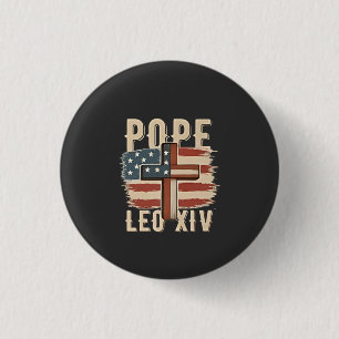 Pope Leo XIV Christian Church Da Pope USA Flag Button