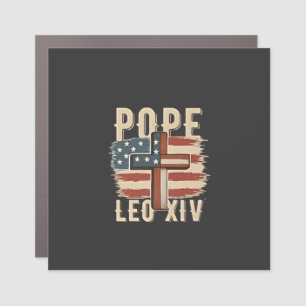 Pope Leo XIV Christian Church Da Pope USA Flag Car Magnet