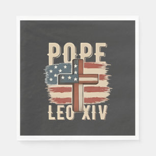 Pope Leo XIV Christian Church Da Pope USA Flag Napkins