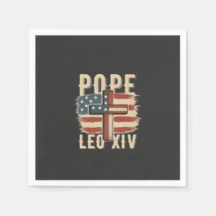 Pope Leo XIV Christian Church Da Pope USA Flag Napkins