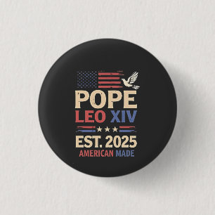 Pope Leo XIV est. 2025 4th of July USA Flag Button