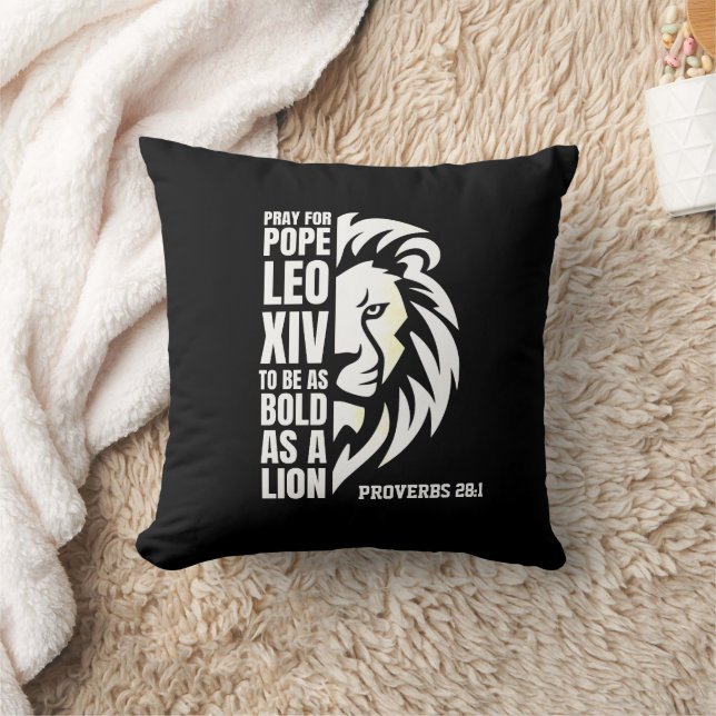 POPE LEO XIV Pray Bold Lion Christian Catholic Throw Pillow (Blanket)