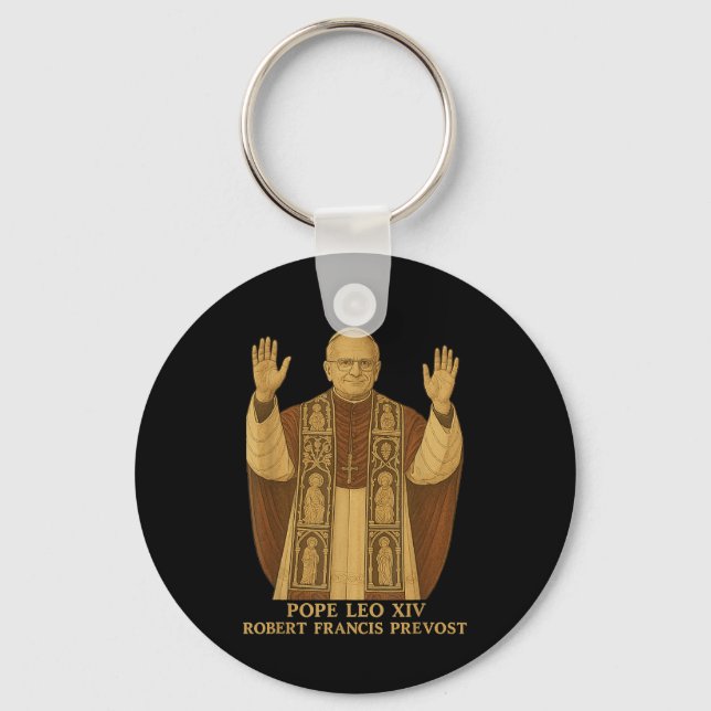Pope Leo Xiv Robert Francis Prevost Pope 2025  Keychain (Front)