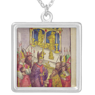 Pope Martin V gives Sigismund symbolic gift Silver Plated Necklace