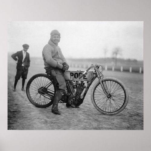 Pope Motorcycle Racer 1915 Vintage Photo Poster