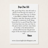 Pope Pius XII Prayer-card (Back)