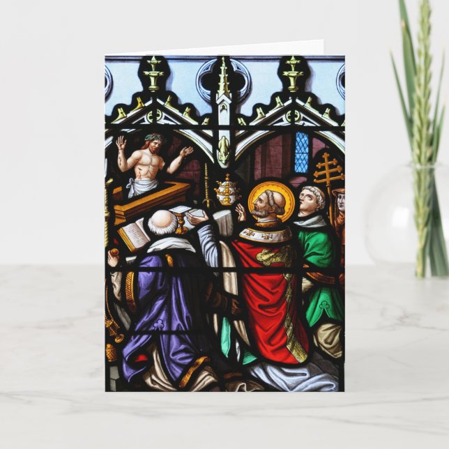 Pope Saint Gregory the Great  Giving Mass Holiday Card (Front)