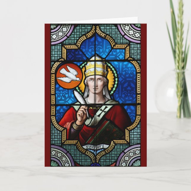 Pope Saint Gregory the Great - Stained Glass Card (Front)