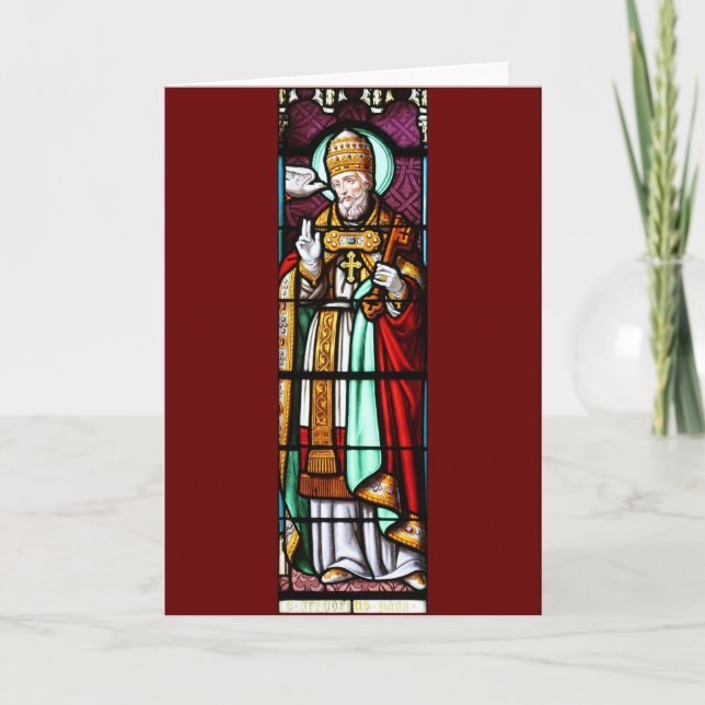Pope Saint Gregory the Great - Stained Glass Holiday Card (Front)