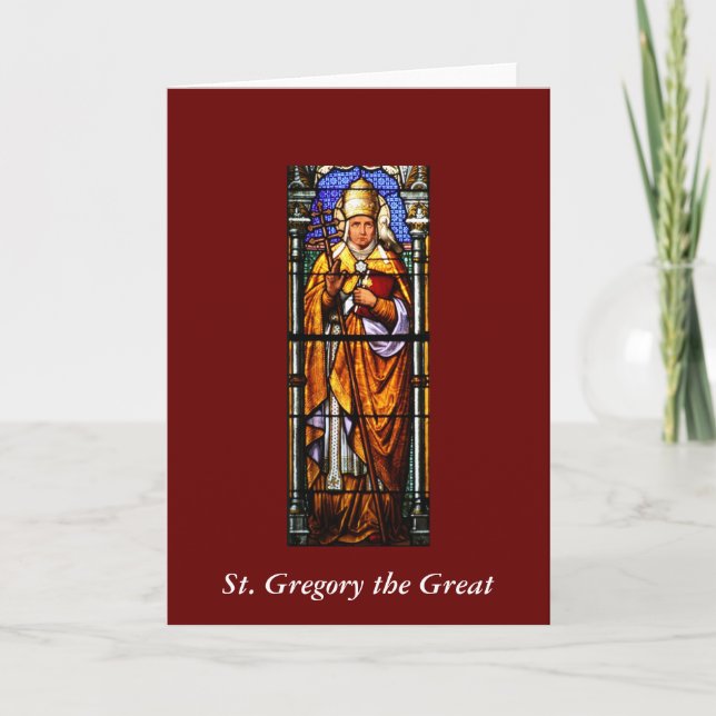 Pope Saint Gregory the Great - Stained Glass Holiday Card (Front)