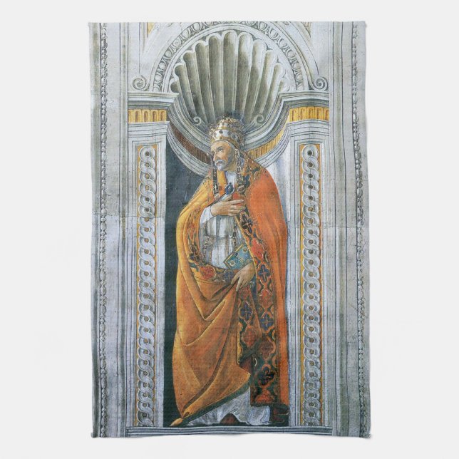 Pope Saint Sixtus II by Sandro Botticelli Kitchen Towel (Vertical)
