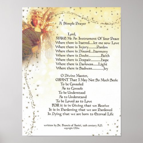 POPEST FRANCIS SIMPLE PRAYER for PEACE PRAYER Poster