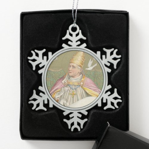 Pope St Gregory the Great M 067 Snowflake Pewter Christmas Ornament