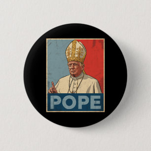 Pope Trump Funny Trump Vatican Christian Retro Chu Button