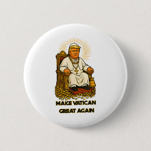 Pope Trump Funny Trump Vatican Christian Retro Chu Button