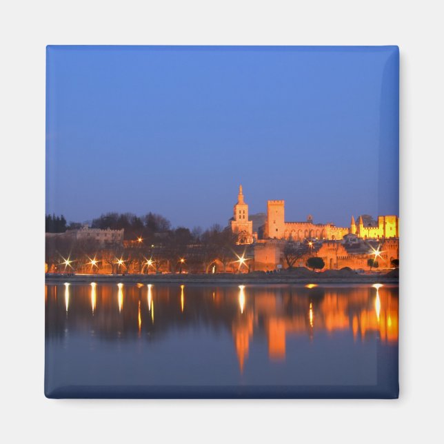 Pope's Palace in Avignon and the Rhone river at Magnet (Front)