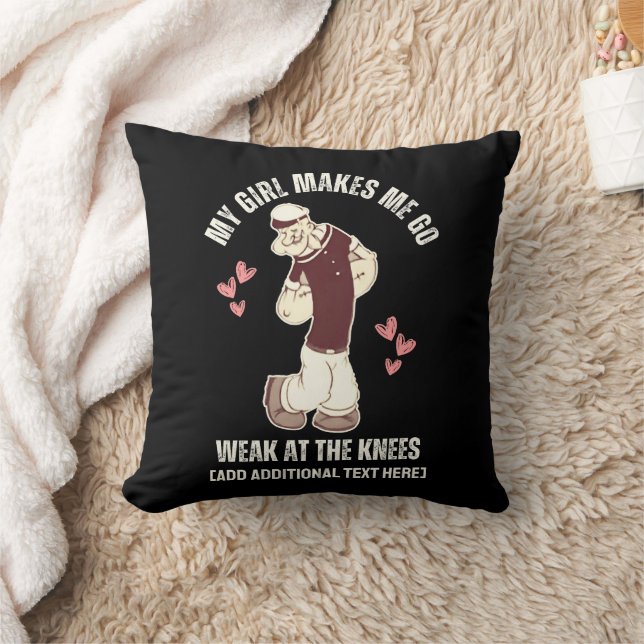 POPEYE Fun Valentines Day Weak At The Knees  Throw Pillow (Blanket)