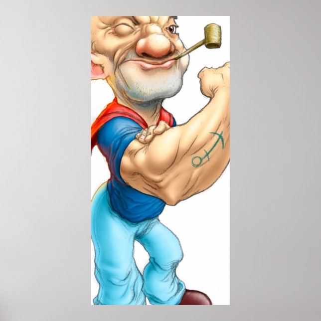 Popeye the Sailor classic navy blue Poster (Front)