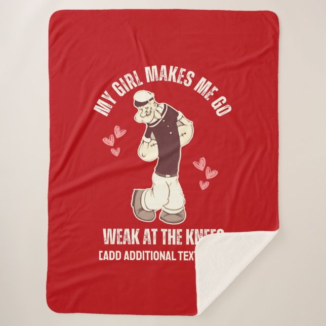 POPEYE Weak At The Knees Fun Valentines Day  Sherpa Blanket (Front)
