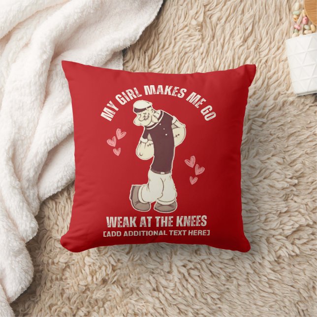 POPEYE Weak At The Knees Fun Valentines Day  Throw Pillow (Blanket)