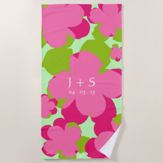 Popflower Pink/Green Beach Towel