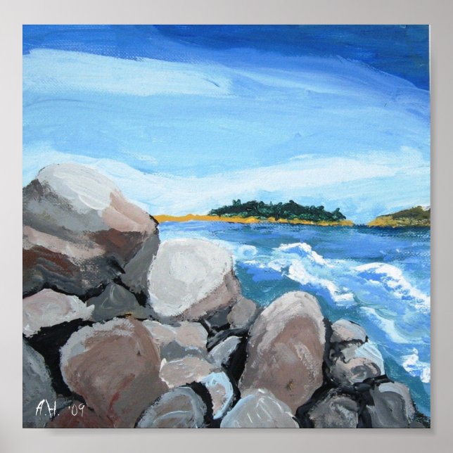 Popham Beach rocks print, A.H. '09 Poster (Front)