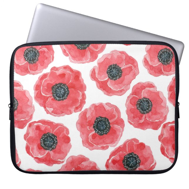 Popies watercolor laptop sleeve (Front)