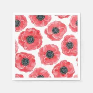 Popies watercolor paper napkins