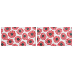 Popies watercolor pillow case