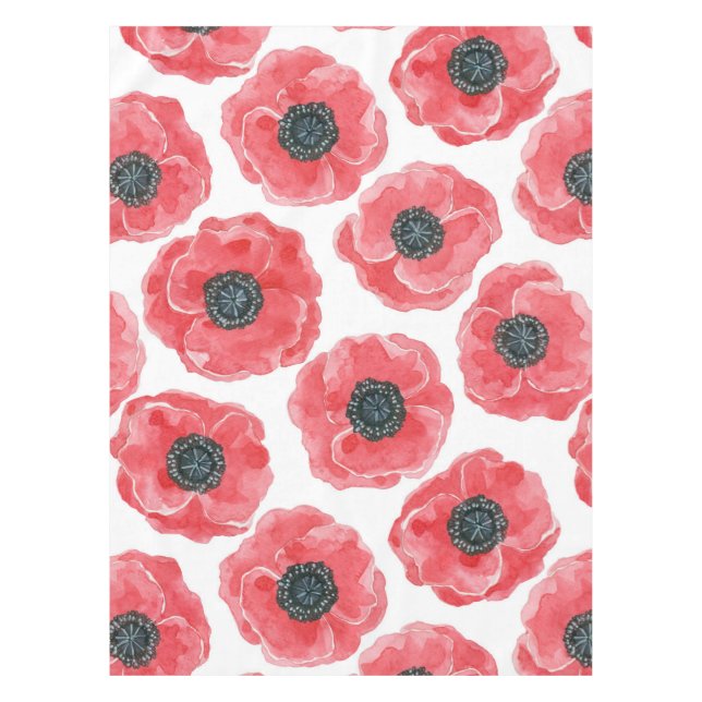 Popies watercolor tablecloth (Front)
