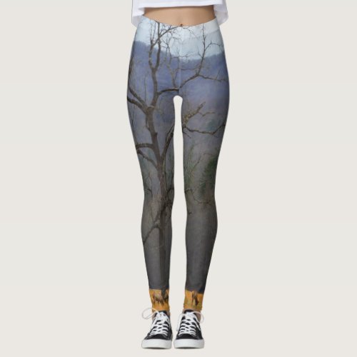 Poplar tree  Elk in the sun Camo Camouflage Leggings