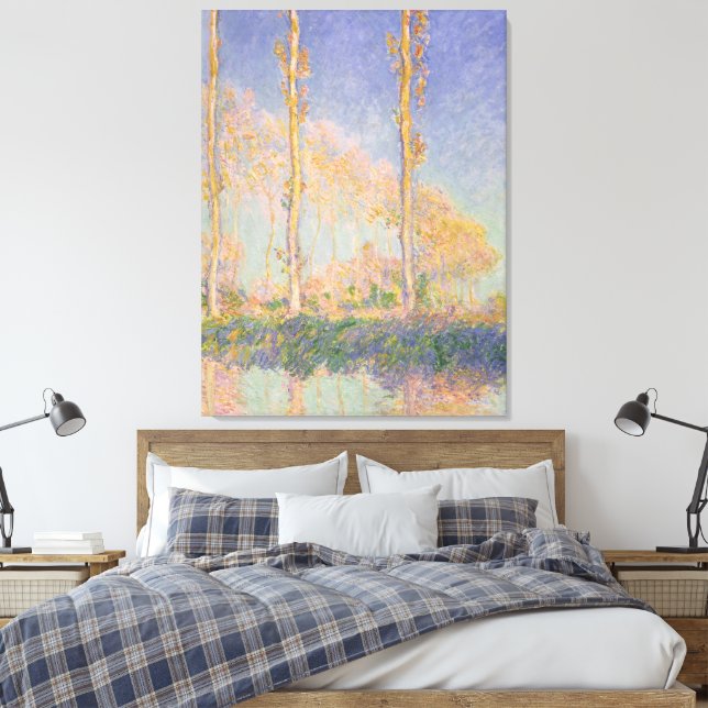 Poplars, impressionist landscape, Claude Monet Canvas Print (Insitu(Bedroom))