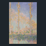 Poplars, impressionist landscape, Claude Monet Faux Canvas Print<br><div class="desc">"Poplars, Three Trees in Autumn" Claude Monet, 1891 oil on canvas impressionist landscape painting depicting three poplar trees on the Banks of the Epte River near Giverny, Eure, Normandy, France, in fall, ln the light of a late afternoon sunset. Thee deep blue sky contrasts with the warm pink orange and...</div>