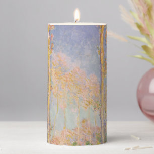 Poplars, impressionist landscape, Claude Monet Pillar Candle