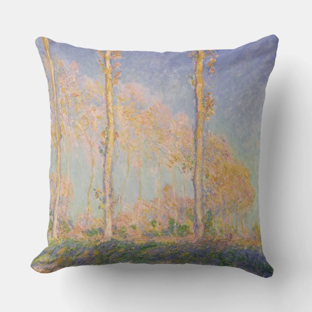 Poplars, impressionist landscape, Claude Monet Throw Pillow (Front)