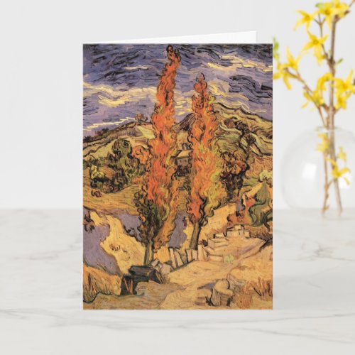 Poplars on Road Through Hills by Vincent van Gogh Card