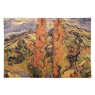 Poplars on Road Through Hills by Vincent van Gogh Cloth Placemat