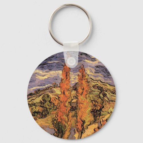 Poplars on Road Through Hills by Vincent van Gogh Keychain