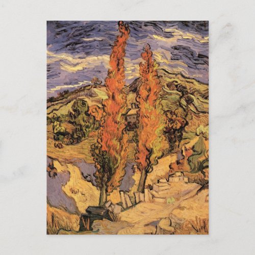 Poplars on Road Through Hills by Vincent van Gogh Postcard