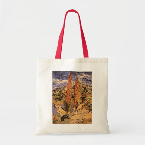 Poplars on Road Through Hills by Vincent van Gogh Tote Bag