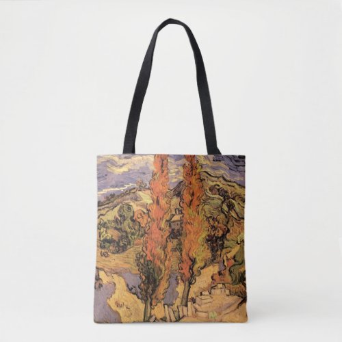 Poplars on Road Through Hills by Vincent van Gogh Tote Bag