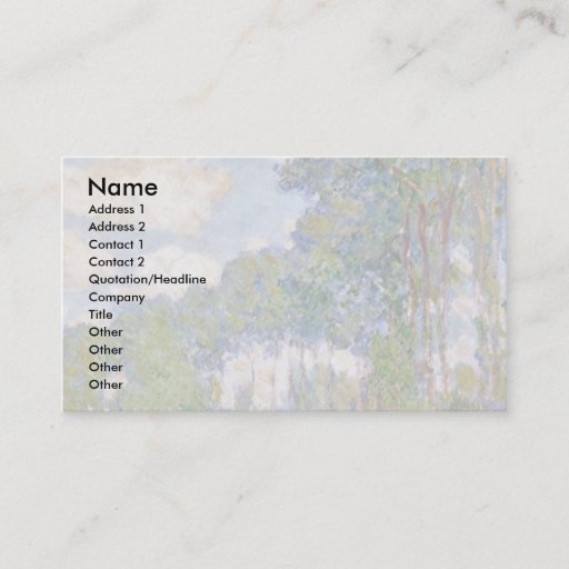 Customizable Poplars On The Epte By Claude Monet Business Card