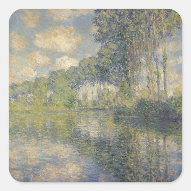 Poplars on the Epte - Monet Square Sticker (Front)