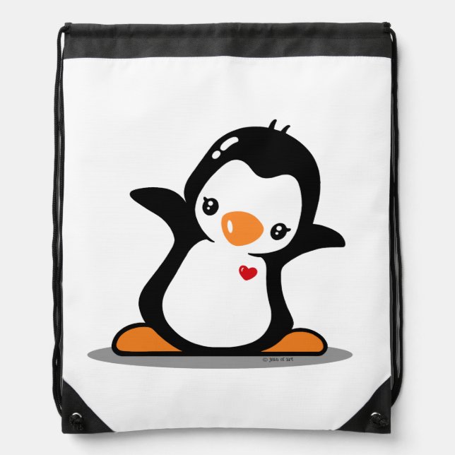 Popo Penguin Drawstring Bag (Front)