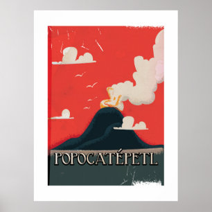 Popocatépetl Volcano Travel Poster