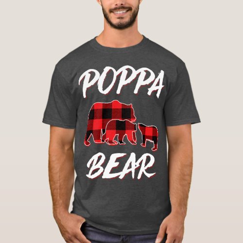 Poppa Bear Red Plaid Christmas Pajama Matching Fam T_Shirt
